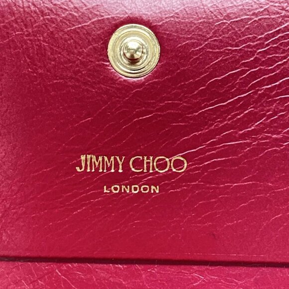 Auth JIMMY CHOO - Raspberry Leather Bifold Wallet - Picture 5 of 5